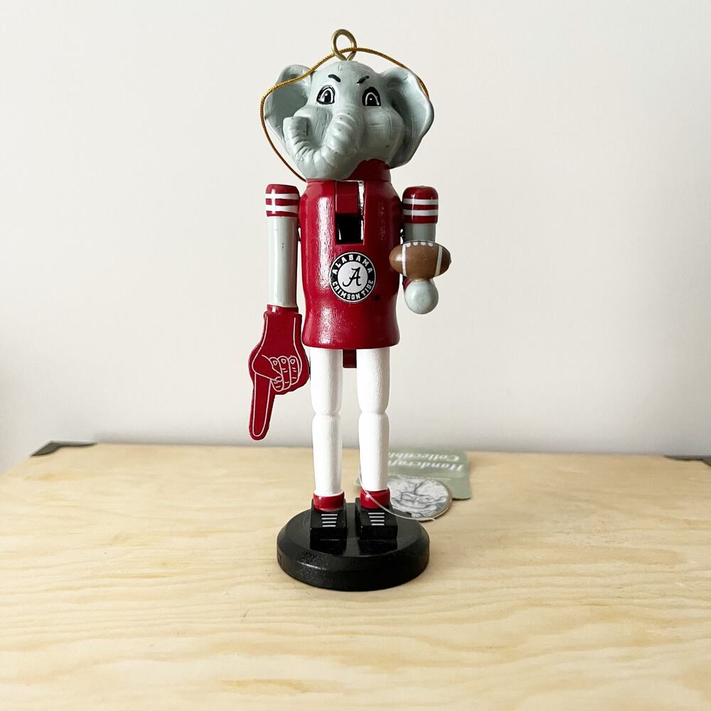 University of Alabama Elephant Football Wooden 6" Nutcracker Christmas Ornament